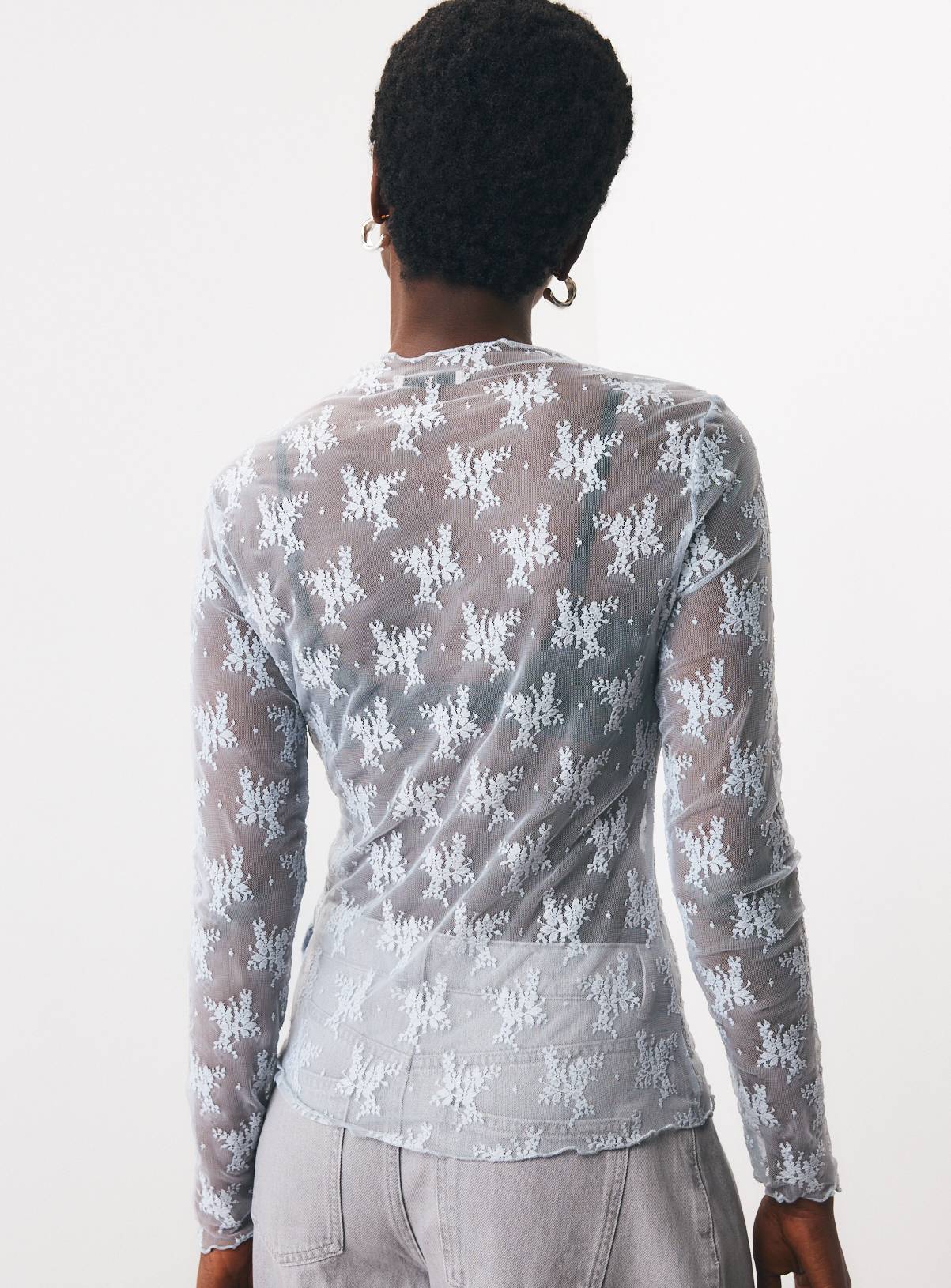 Light Blue Lace Second Skin Top 6 - Image 4
